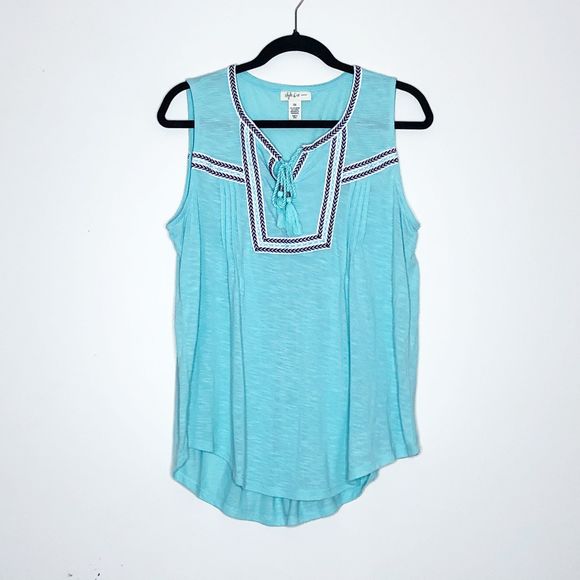 Style & Co. Tops - Style & Co Mint Sleeveless Tassel Tie Tunic